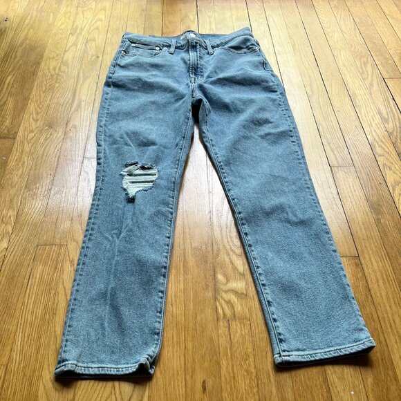 Madewell Size 30 Light Wash Blue High Rise Knee Rip The Perfect Vintage Jeans - Picture 7 of 14